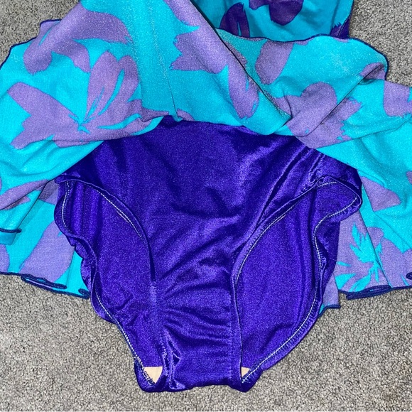 M/L VTG 80’s Sandcastle Floral Strapless Ruffle Waist Skirted One Piece Swimsuit - Picture 7 of 9